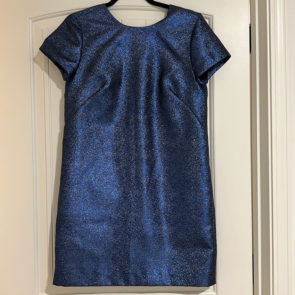 Madewell Blue Metallic cocktail dress